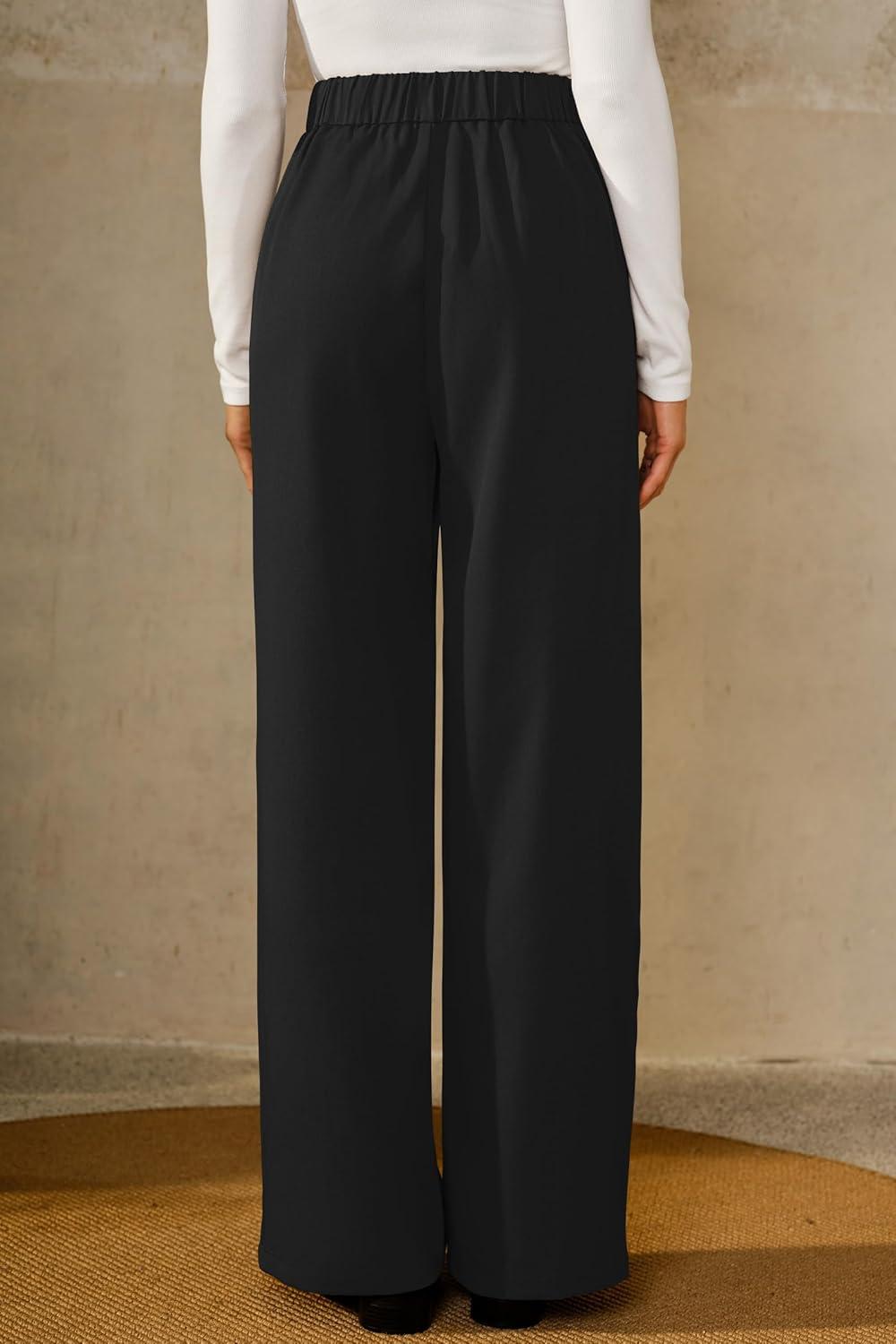 imageArachampCloz Womens WrinkleFree Pleated High Waisted Business Casual Wide Leg Dress Pants 2026Black