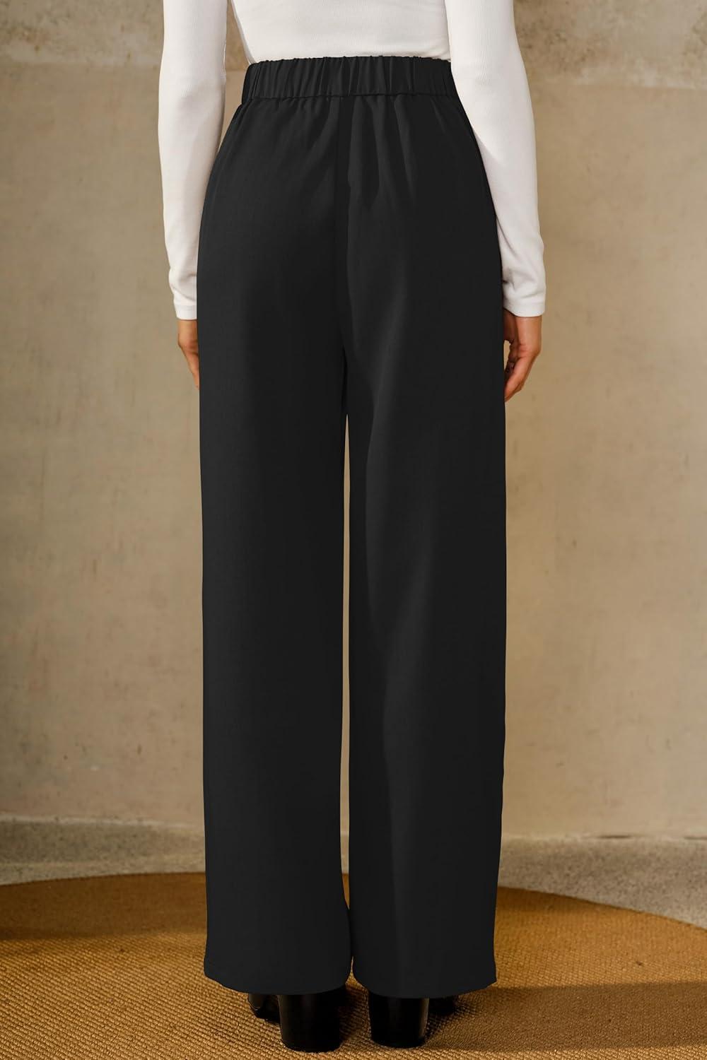 imageArachampCloz Womens WrinkleFree Pleated High Waisted Business Casual Wide Leg Dress Pants 2026Black