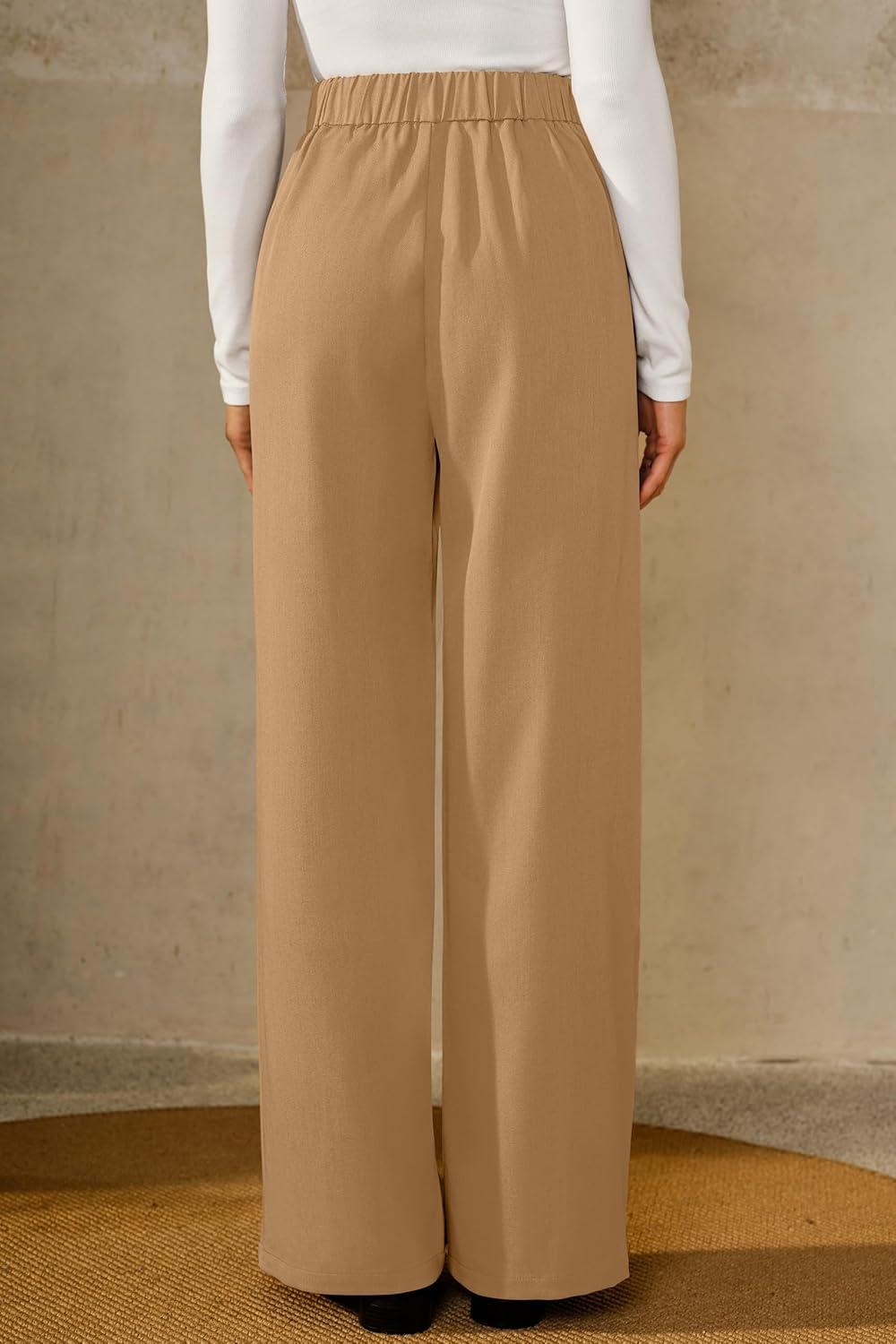imageArachampCloz Womens WrinkleFree Pleated High Waisted Business Casual Wide Leg Dress Pants 2026Camel