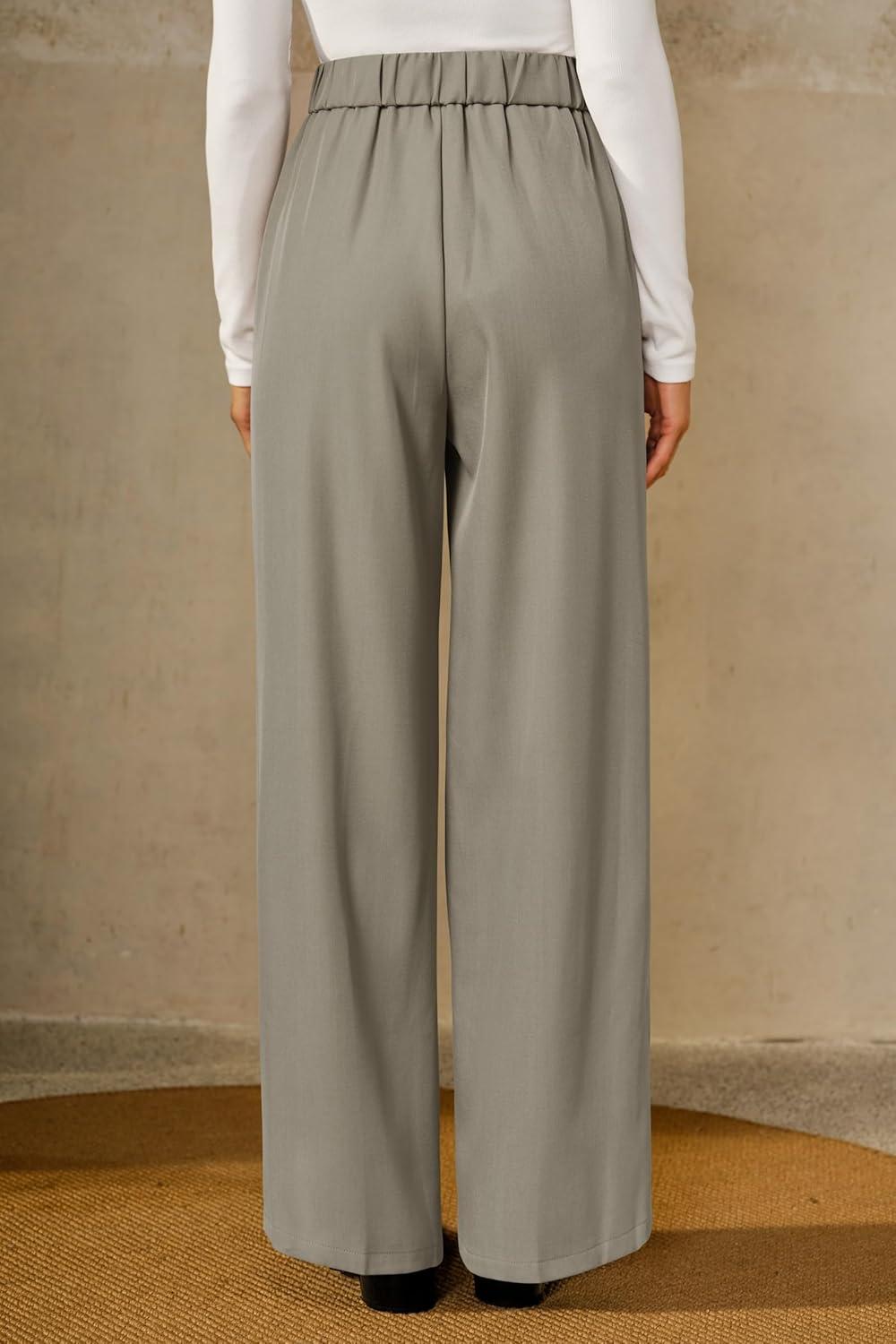 imageArachampCloz Womens WrinkleFree Pleated High Waisted Business Casual Wide Leg Dress Pants 2026Gray Mocha