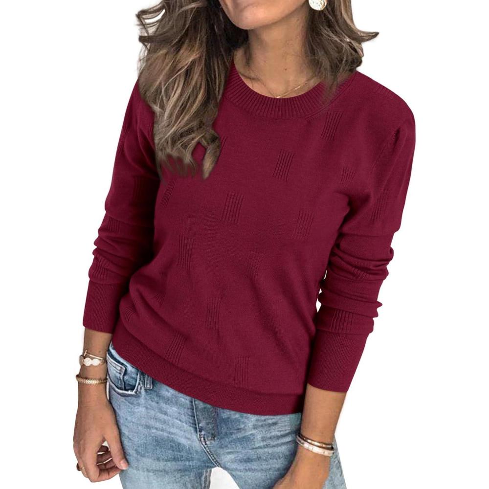 imageArachampCloz Womens Soft Knit Sweater Fall Dressy Casual Pullover TopsAdark Red