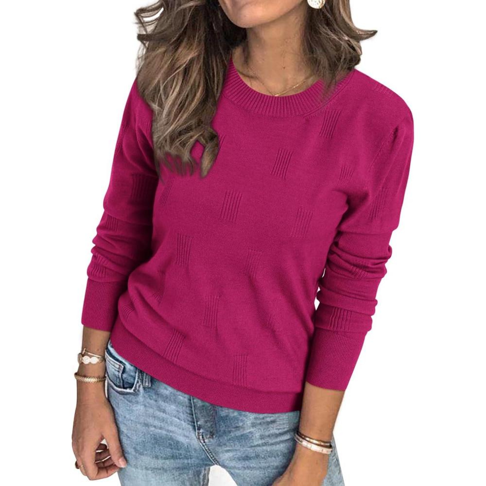 imageArachampCloz Womens Soft Knit Sweater Fall Dressy Casual Pullover TopsAdark Rose