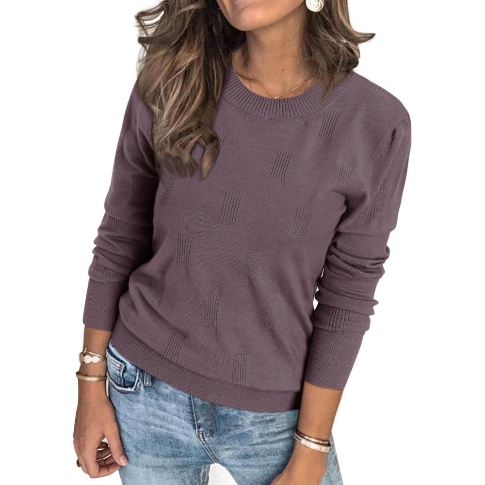 imageArachampCloz Womens Soft Knit Sweater Fall Dressy Casual Pullover TopsAgray Purple