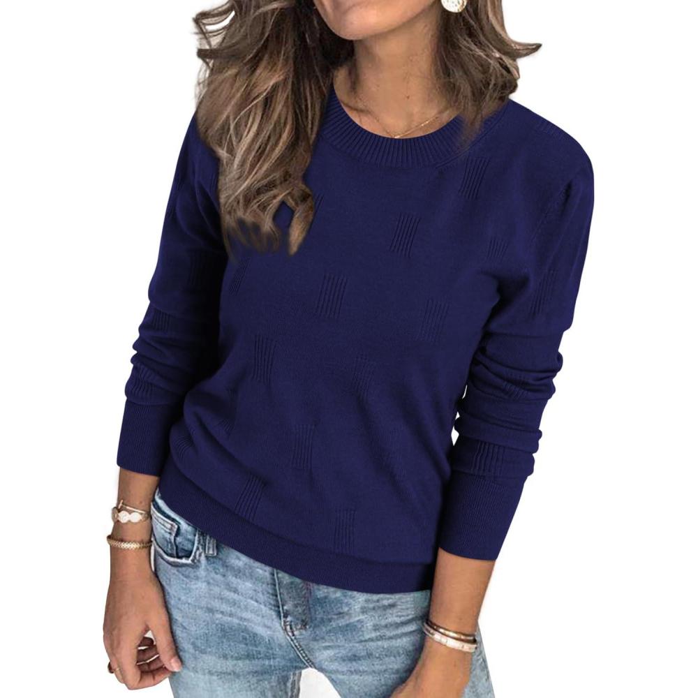 imageArachampCloz Womens Soft Knit Sweater Fall Dressy Casual Pullover TopsAnavy