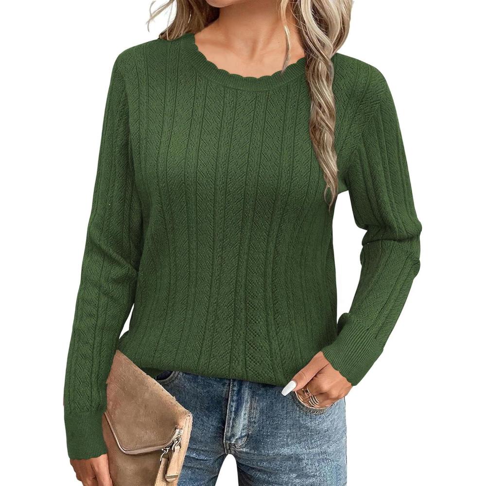 imageArachampCloz Womens Spring Summer Scalloped Short Sleeve Tops Textured ShirtsBamry Green