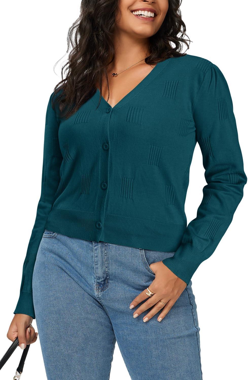 imageArachampCloz Womens Soft Cropped Cardigan Casual Lightweight Shrug Sweater TopsDark Green