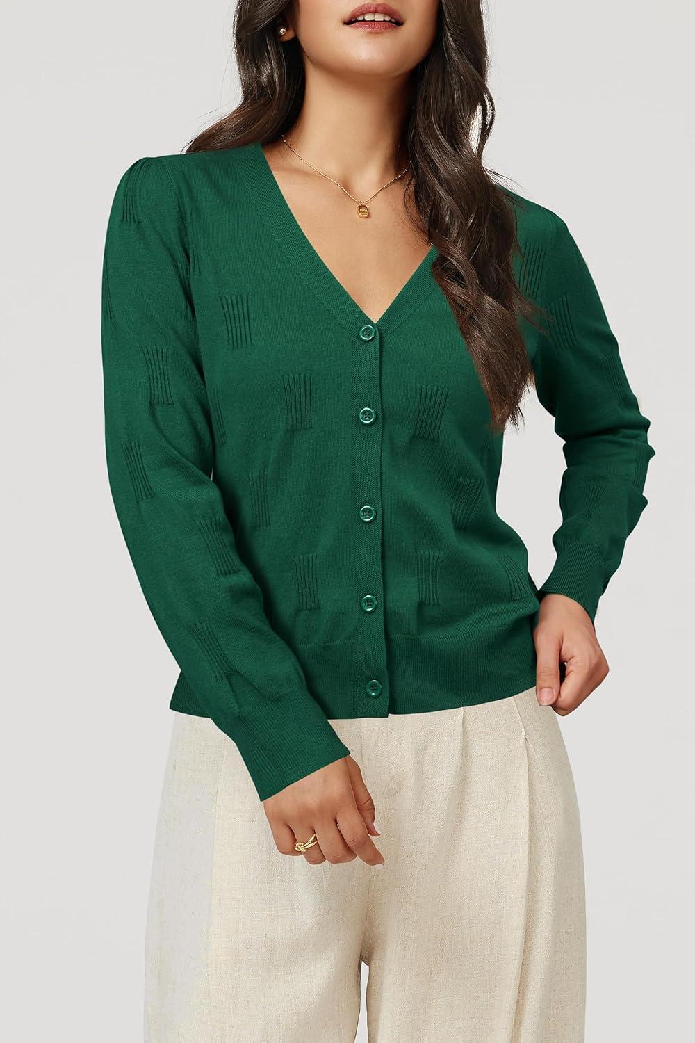 imageArachampCloz Womens Soft Cropped Cardigan Casual Lightweight Shrug Sweater TopsDeep Green