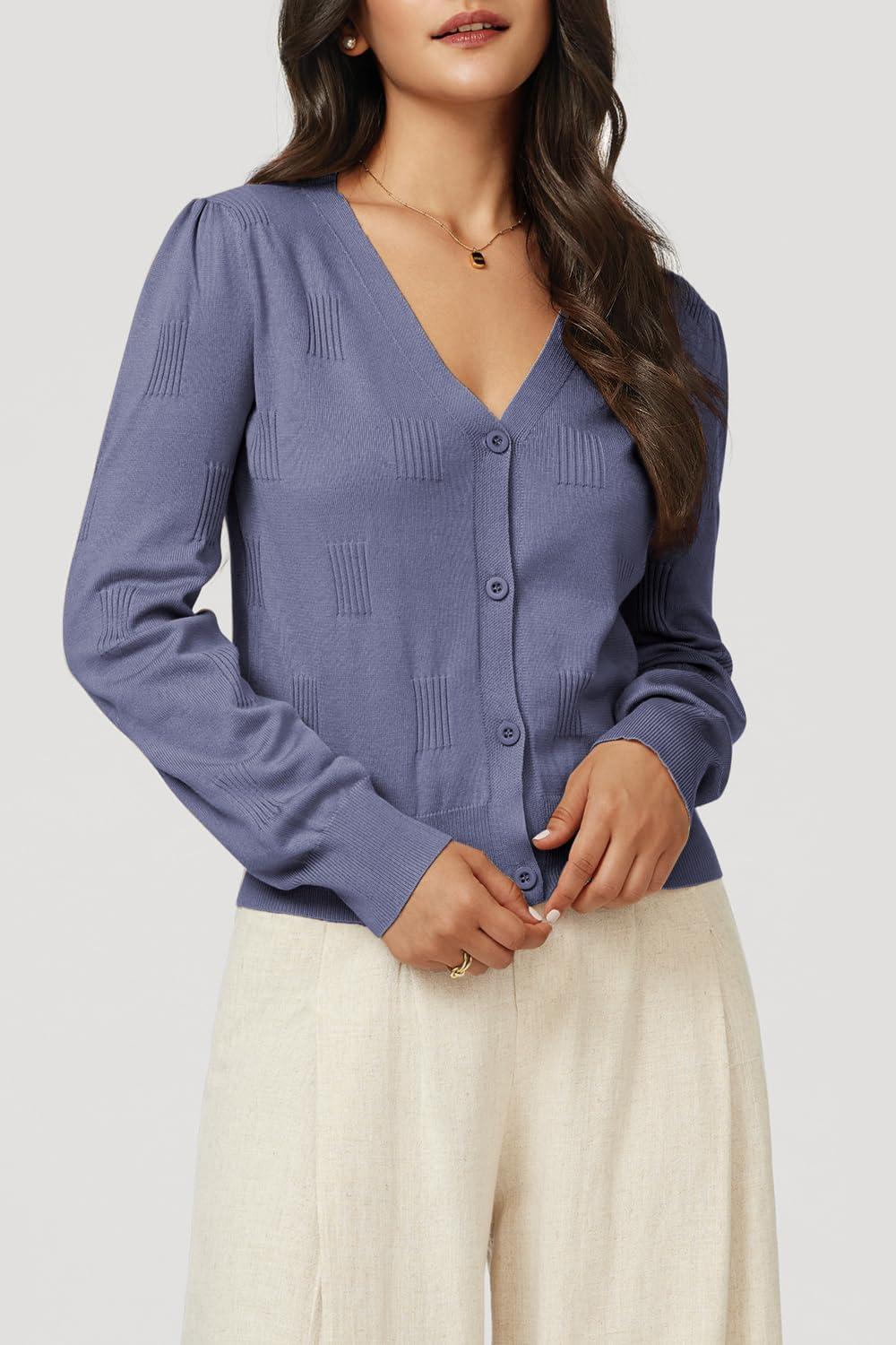 imageArachampCloz Womens Soft Cropped Cardigan Casual Lightweight Shrug Sweater TopsGrey Bule