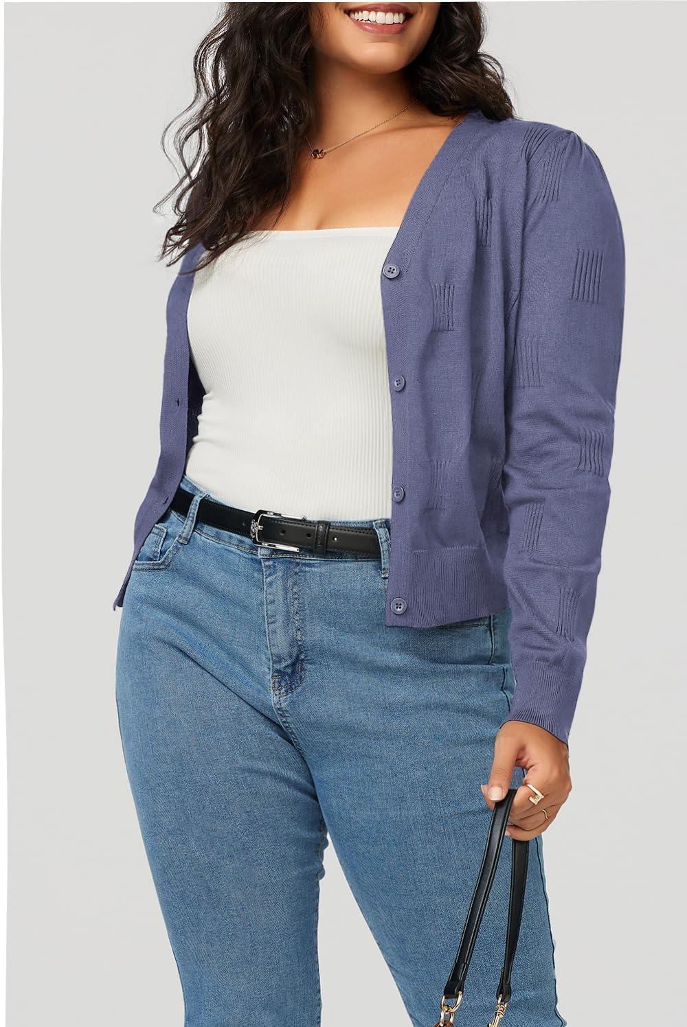imageArachampCloz Womens Soft Cropped Cardigan Casual Lightweight Shrug Sweater TopsGrey Bule