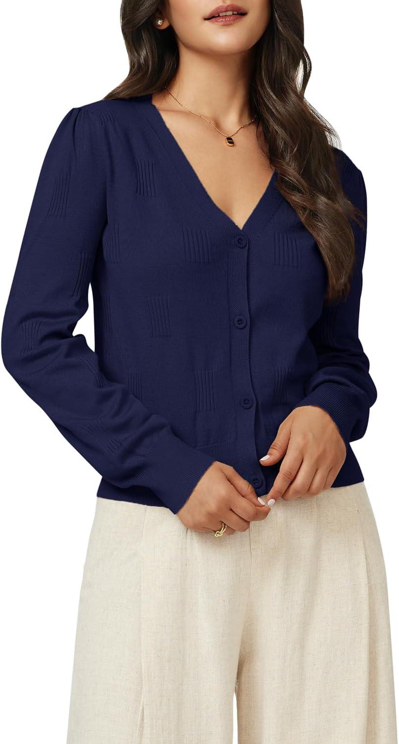 imageArachampCloz Womens Soft Cropped Cardigan Casual Lightweight Shrug Sweater TopsNavy