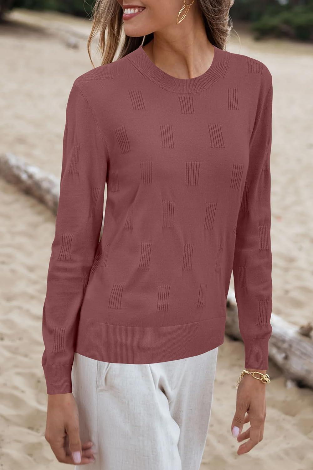 imageArachampCloz Womens Soft Knit Sweater Fall Dressy Casual Pullover TopsAdusty Red