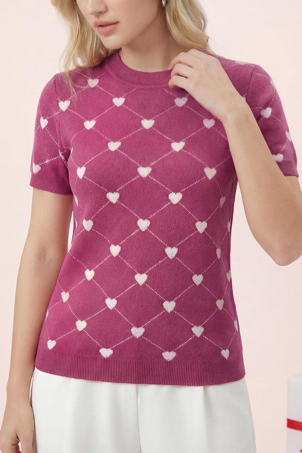 imageArachampCloz Womens Wool Blend Business Casual Essential Fall Layering Pullover SweatersRose Heart