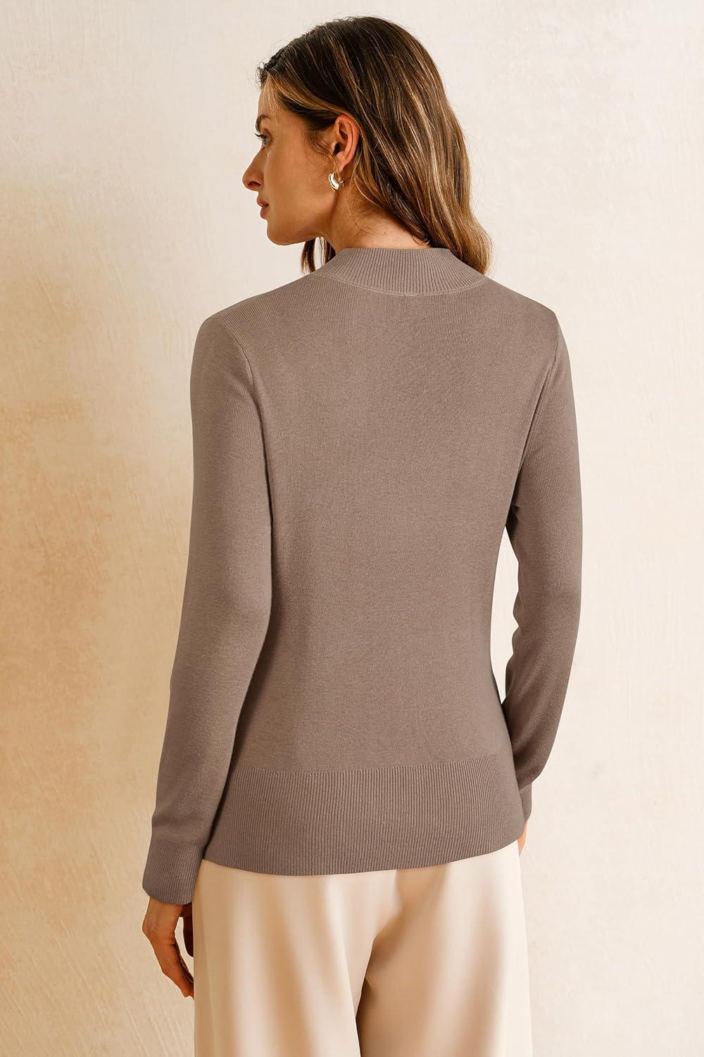 imageArachampCloz Womens Wool Blend Fall Sweaters Mock Neck Business Casual OutfitsCamel