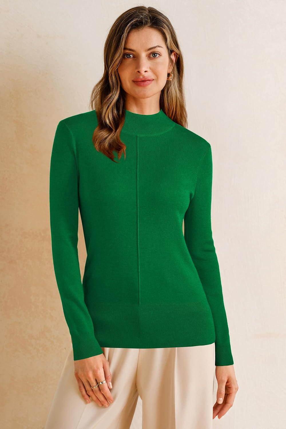 imageArachampCloz Womens Wool Blend Fall Sweaters Mock Neck Business Casual OutfitsGreen