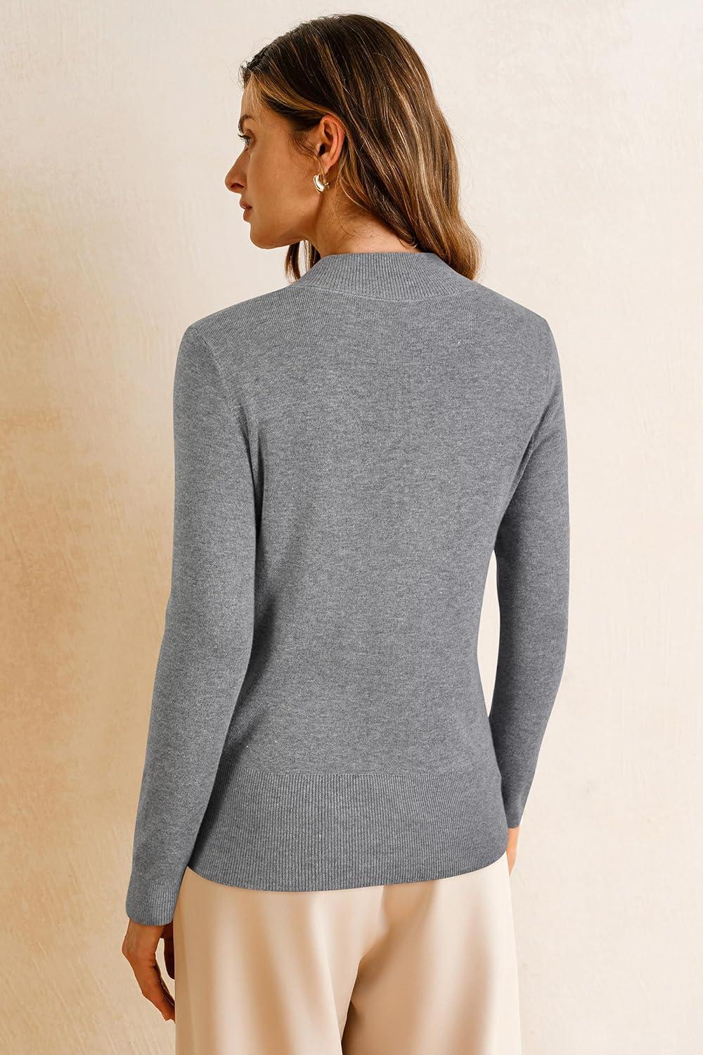 imageArachampCloz Womens Wool Blend Fall Sweaters Mock Neck Business Casual OutfitsGrey
