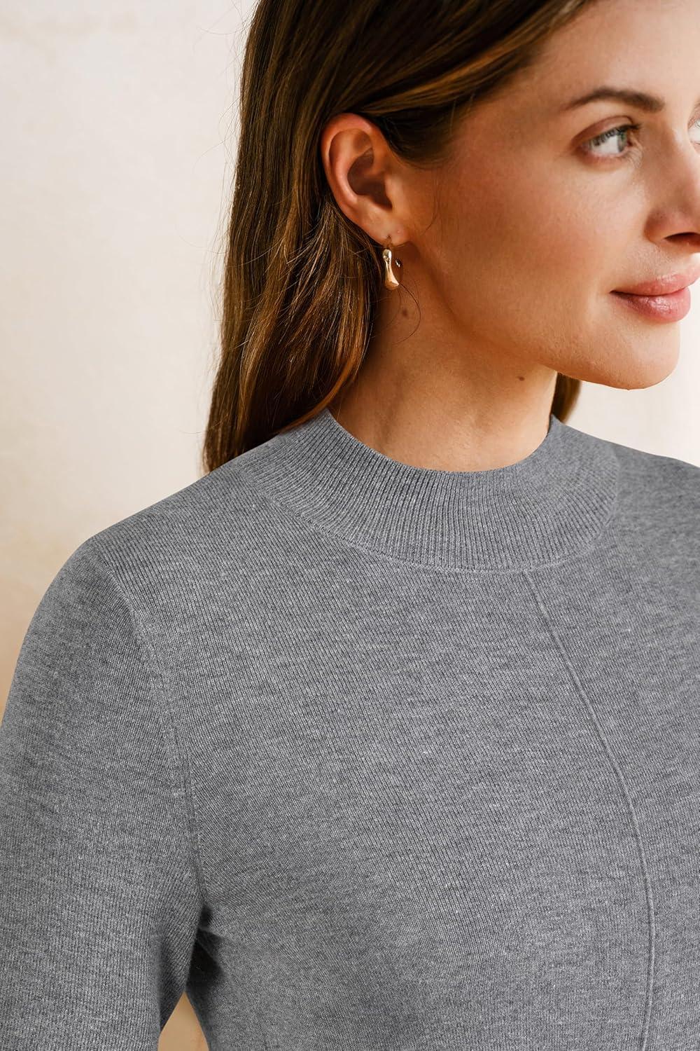 imageArachampCloz Womens Wool Blend Fall Sweaters Mock Neck Business Casual OutfitsGrey