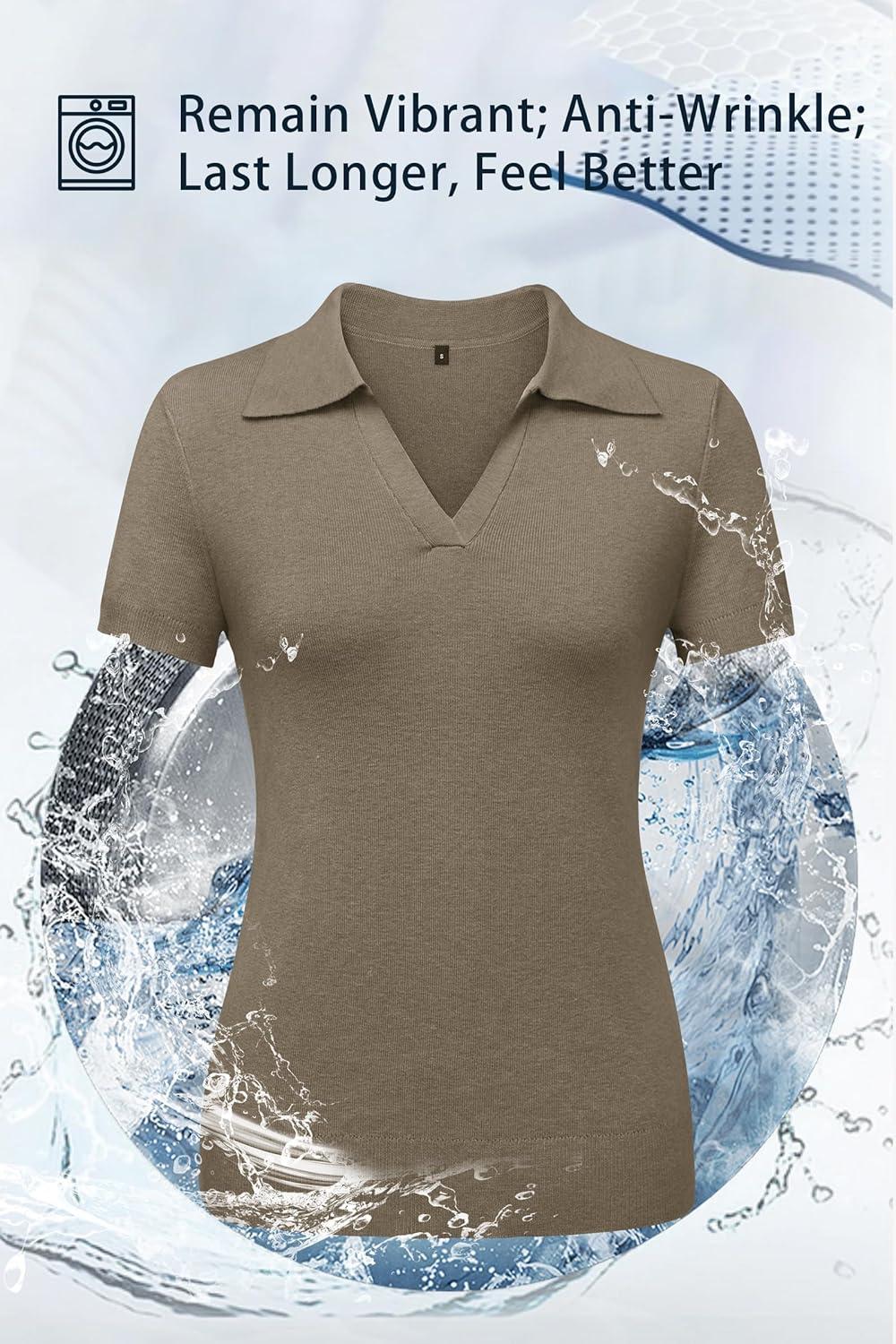 imageArachampCloz Womens Wool Blend Knit Spring Summer Business Casual Lightweight Short Sleeve Sweater Pullover 2026Khaki