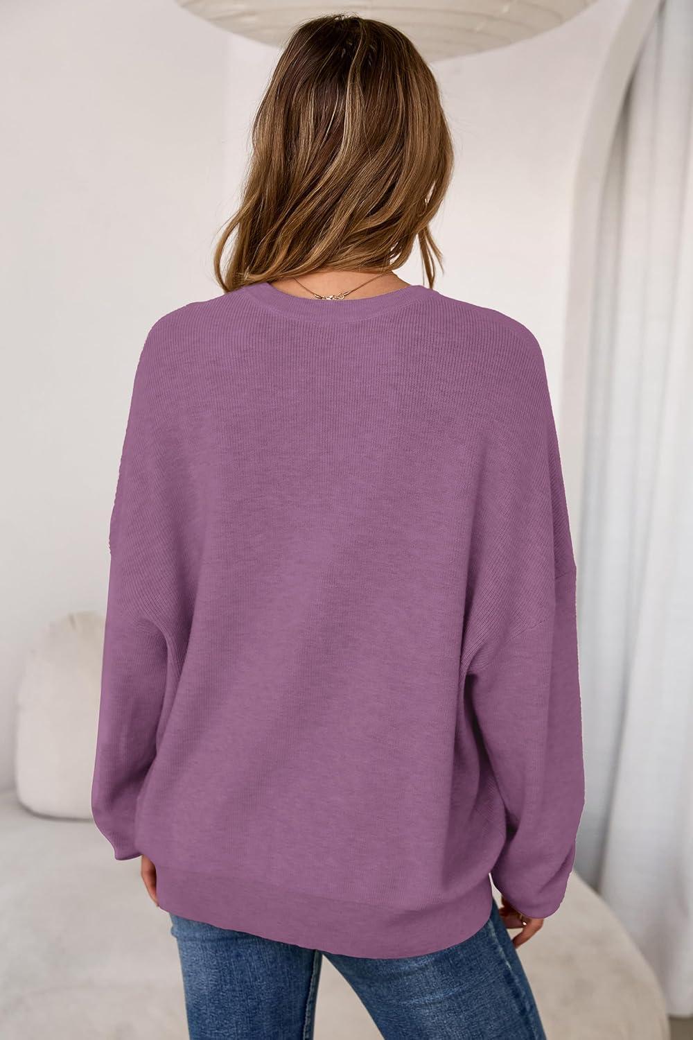 imageArachampCloz Womens Wool Blend Oversized Sweaters Crewneck Casual Outfits Fashion Spring TopsPurple
