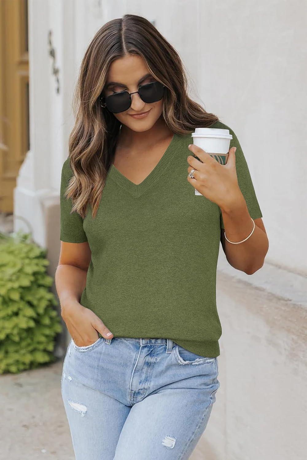 imageArachampCloz Womens Wool Blend Spring Summer Lightweight Business Casual Sweater Tops 2026Army Green