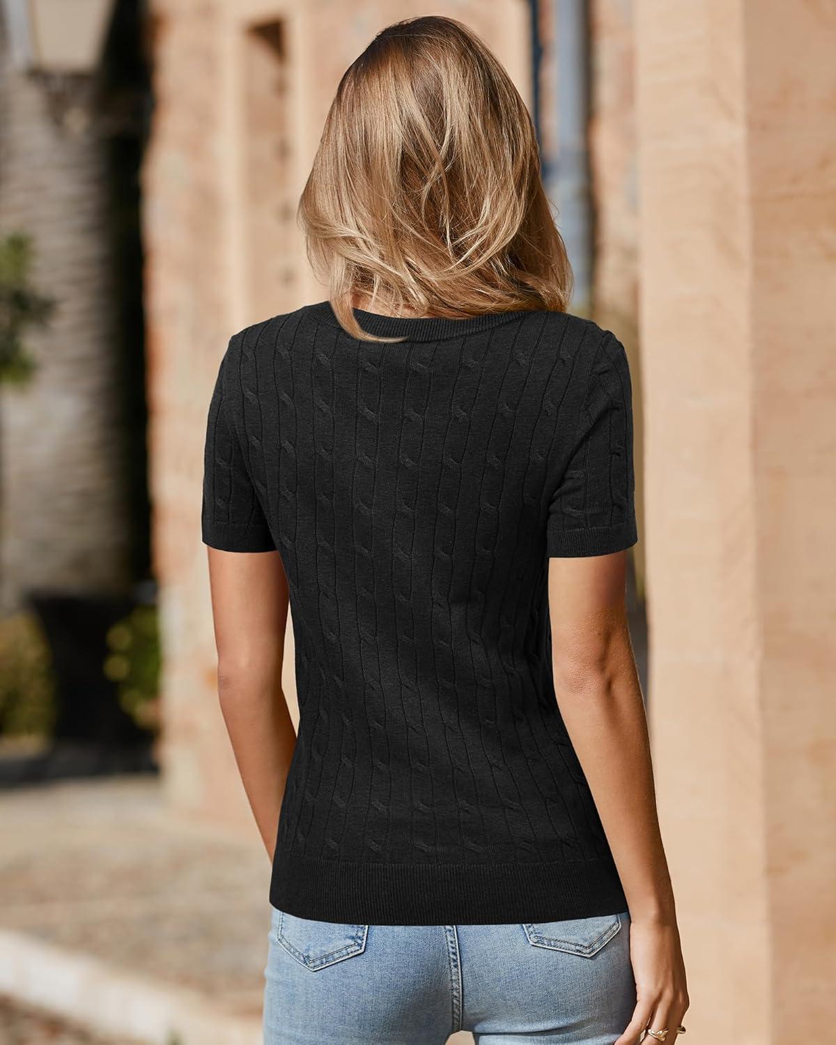imageArachampCloz Womens Wool Blend Spring Summer Lightweight Business Casual Sweater Tops 2026Cableblack02