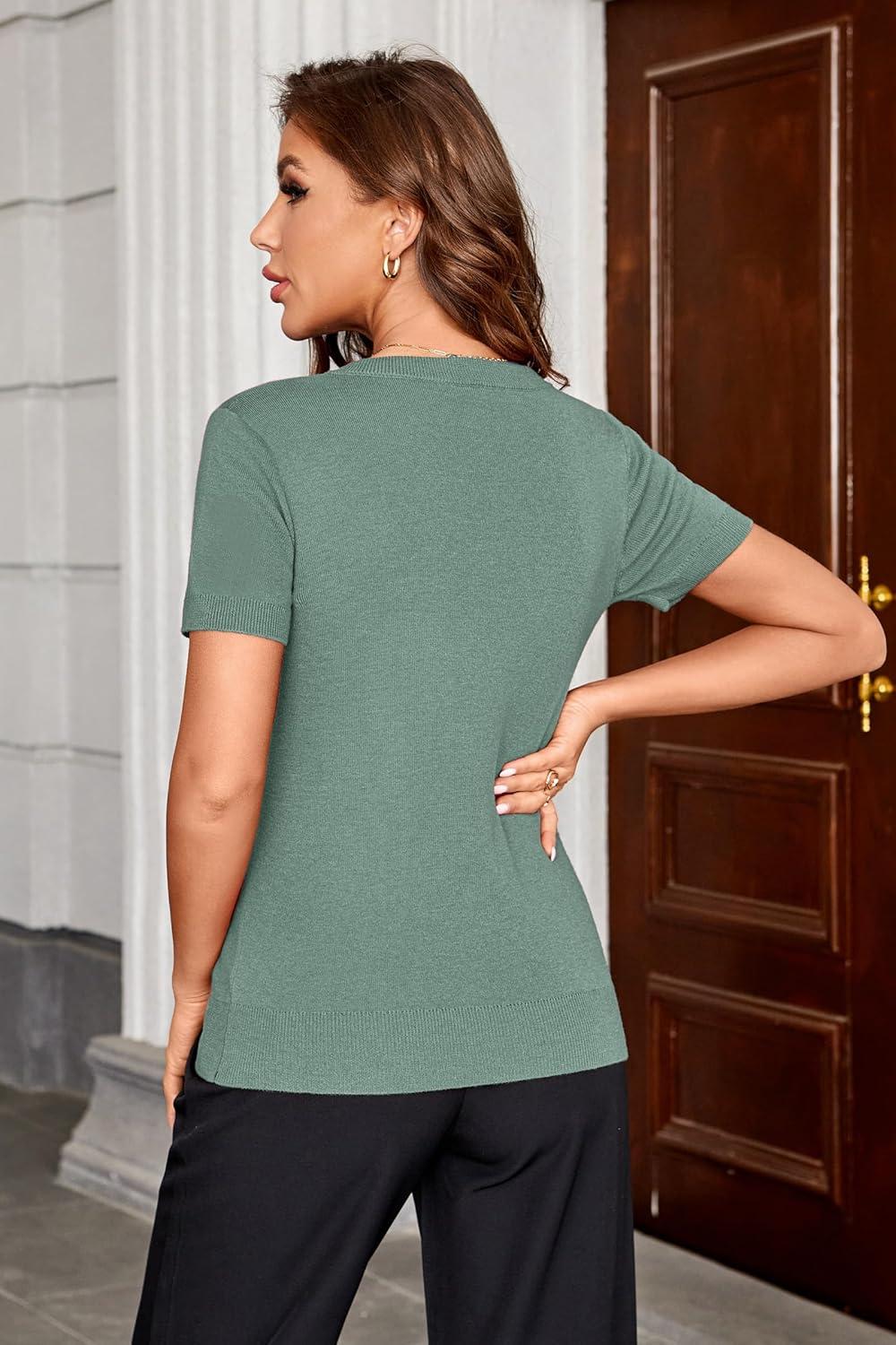 imageArachampCloz Womens Wool Blend Spring Summer Lightweight Business Casual Sweater Tops 2026Grey Green