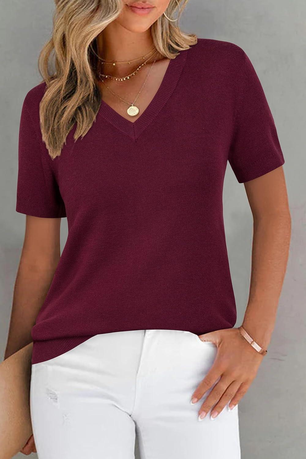 imageArachampCloz Womens Wool Blend Spring Summer Lightweight Business Casual Sweater Tops 2026Wine