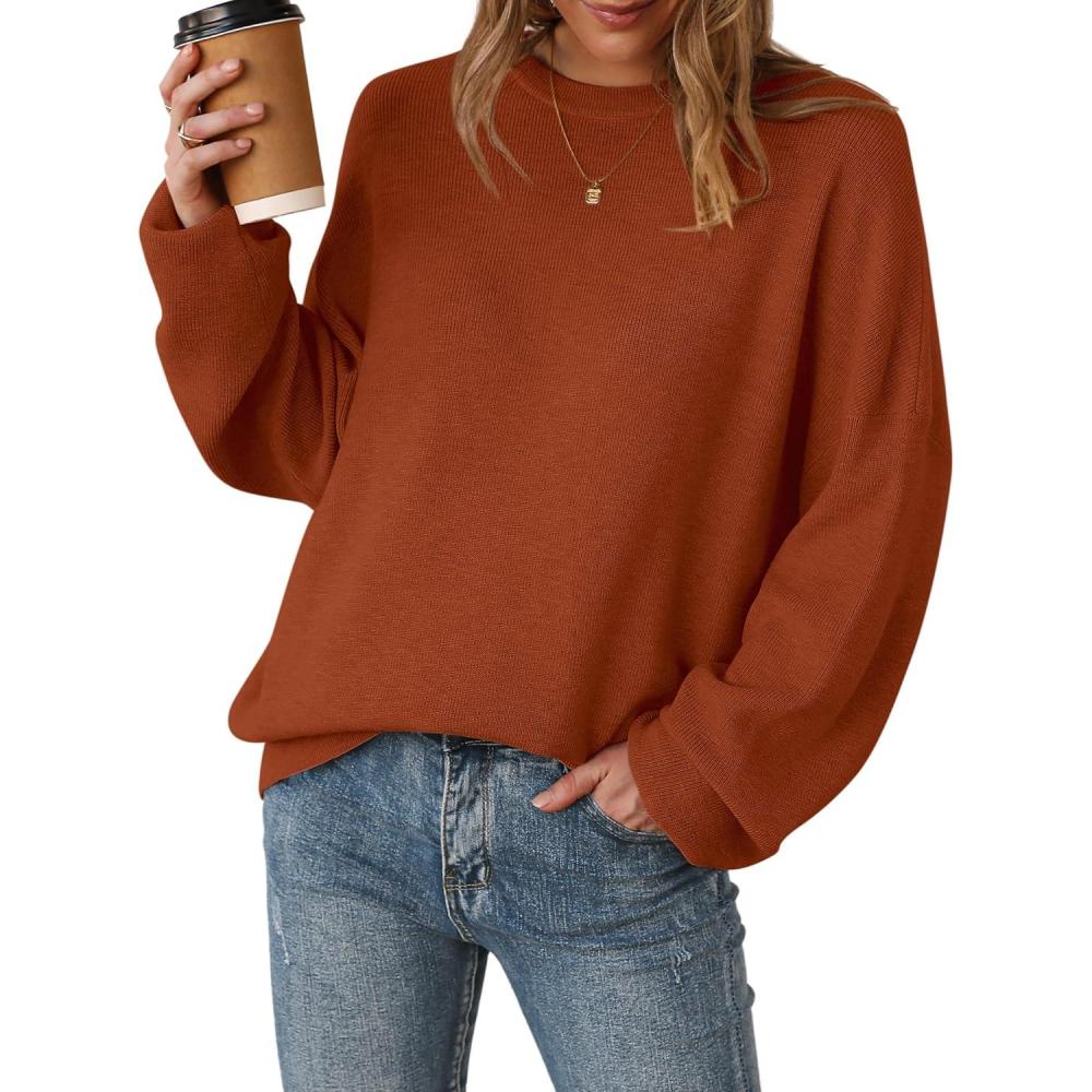 imageArachampCloz Womens Wool Blend Oversized Sweaters Crewneck Casual Outfits Fashion Spring TopsCaramel