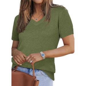 Arach&Cloz Women’s Wool Blend Spring Summer Lightweight Business Casual Sweater Tops 2026(Army Green)