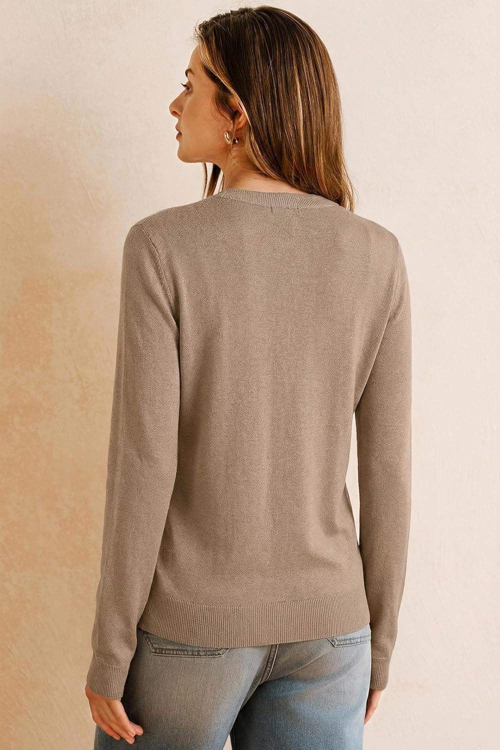 imageArachampCloz Womens Wool Blend Lightweight Spring Business Casual Cardigan Sweaters TopsCamel