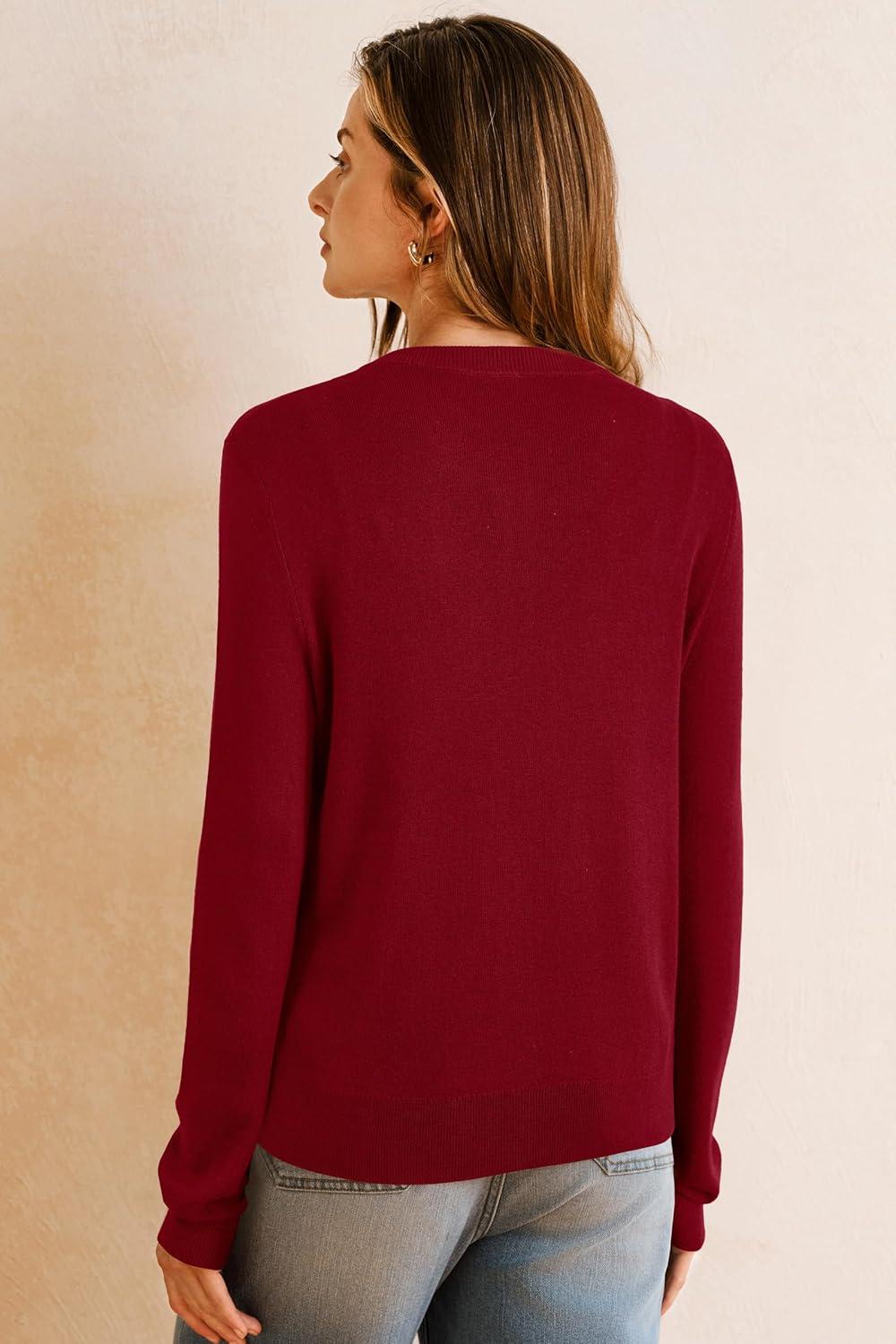 imageArachampCloz Womens Wool Blend Lightweight Spring Business Casual Cardigan Sweaters TopsRed