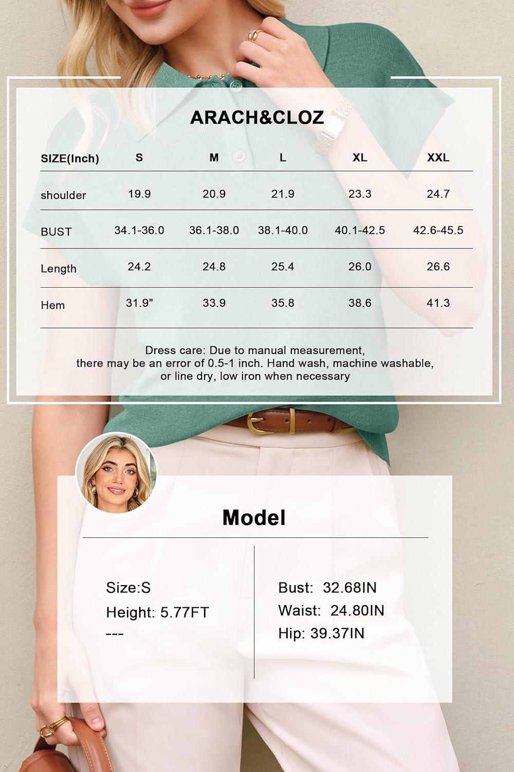 imageArachampCloz Womens Wool Blend Polo Shirts Collar V Neck Cap Sleeves Business Casual Sweater PulloverSage Green