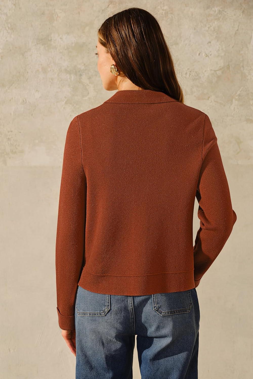 imageArachampCloz Womens Wool Blend Spring Fashion Button Down Cropped Jacket Shackets 2026Brick Red