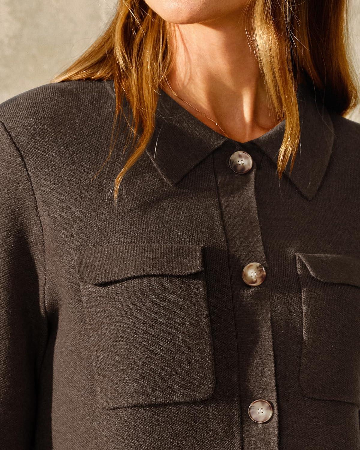 imageArachampCloz Womens Wool Blend Spring Fashion Button Down Cropped Jacket Shackets 2026Coffee