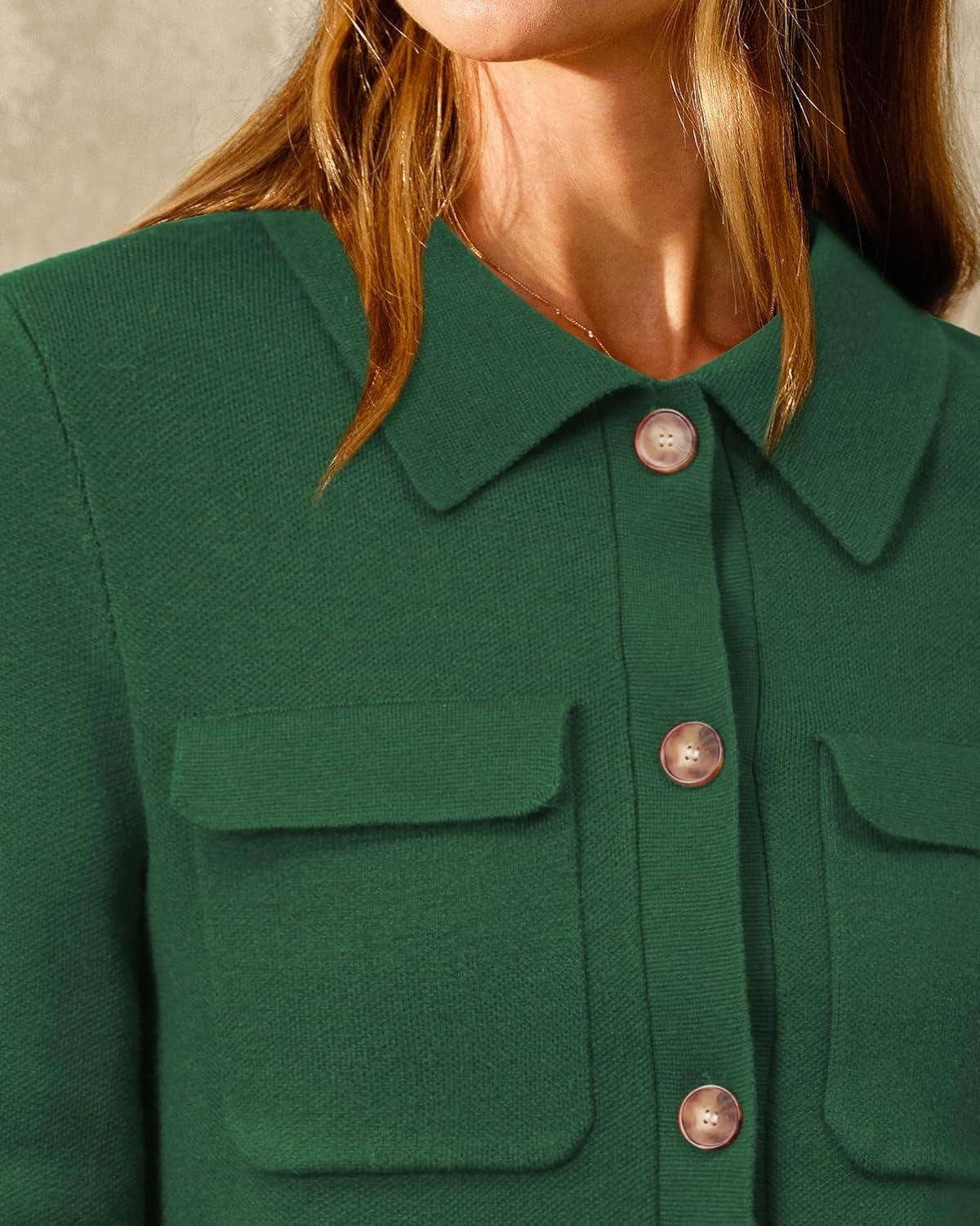 imageArachampCloz Womens Wool Blend Spring Fashion Button Down Cropped Jacket Shackets 2026Green