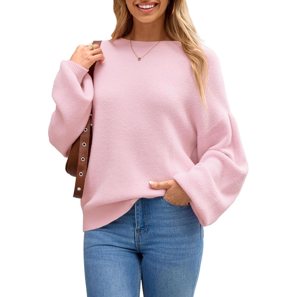 imageArachampCloz Women Wool Bend Soft Warm Fuzzy Loose Fit Fall Sweater 2025Pink
