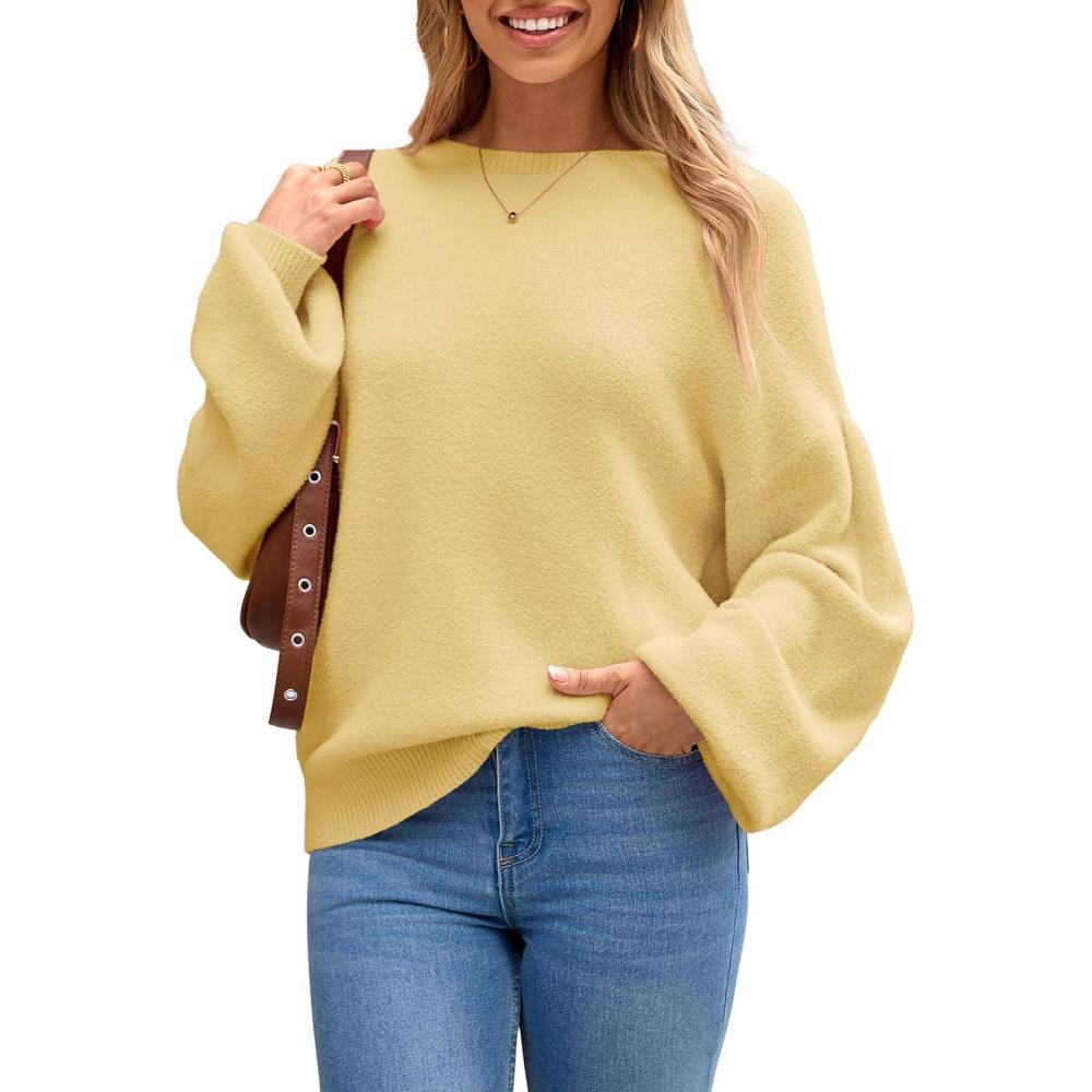 imageArachampCloz Women Wool Bend Soft Warm Fuzzy Loose Fit Fall Sweater 2025Yellow