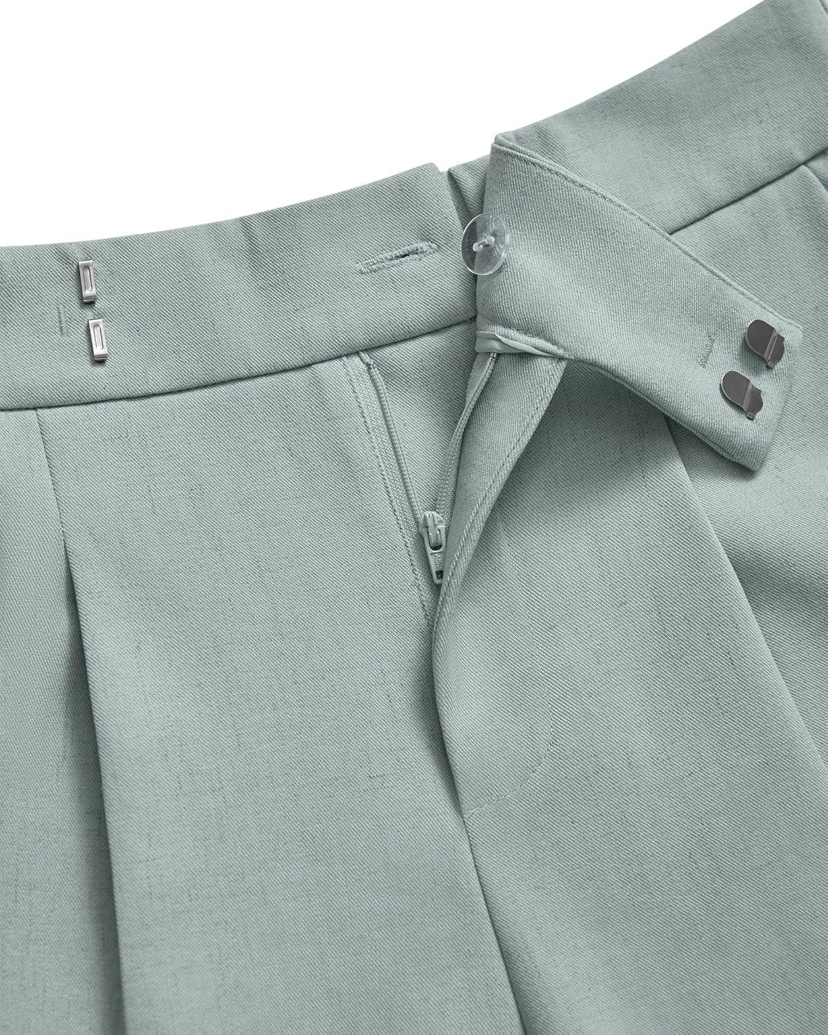 imageArachampCloz Womens Linen Blend High Waist Business Casual Wide Leg Shorts 2026Gray Green