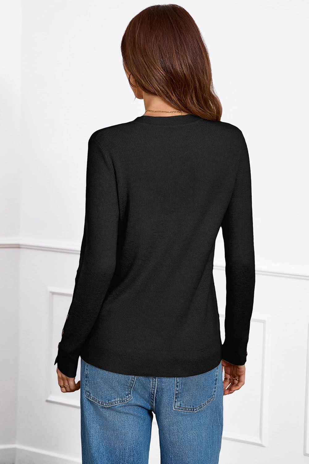 imageArachampCloz Womens Wool Blend ButtonCuff Fall Fashion Casual SweatersBlack