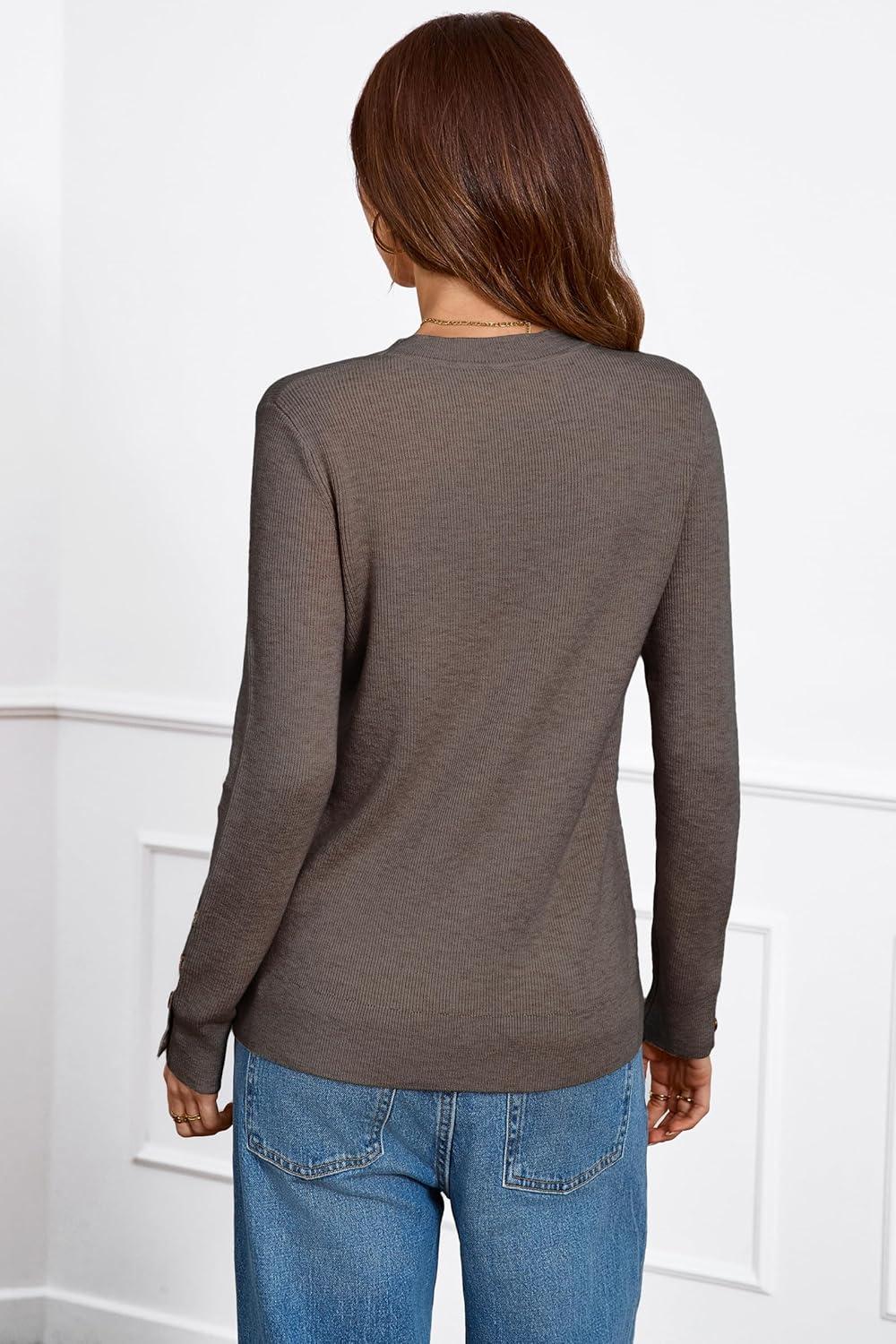 imageArachampCloz Womens Wool Blend ButtonCuff Fall Fashion Casual SweatersCoffee