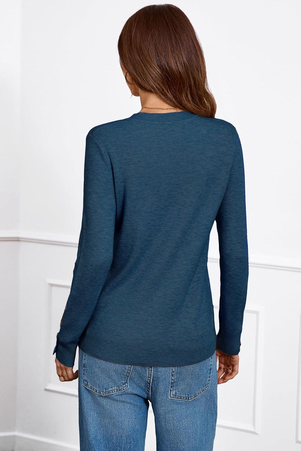 imageArachampCloz Womens Wool Blend ButtonCuff Fall Fashion Casual SweatersDark Blue