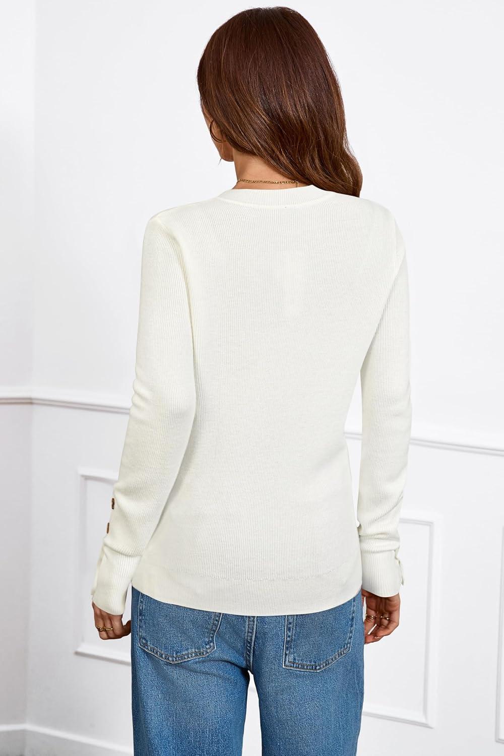 imageArachampCloz Womens Wool Blend ButtonCuff Fall Fashion Casual SweatersWhite
