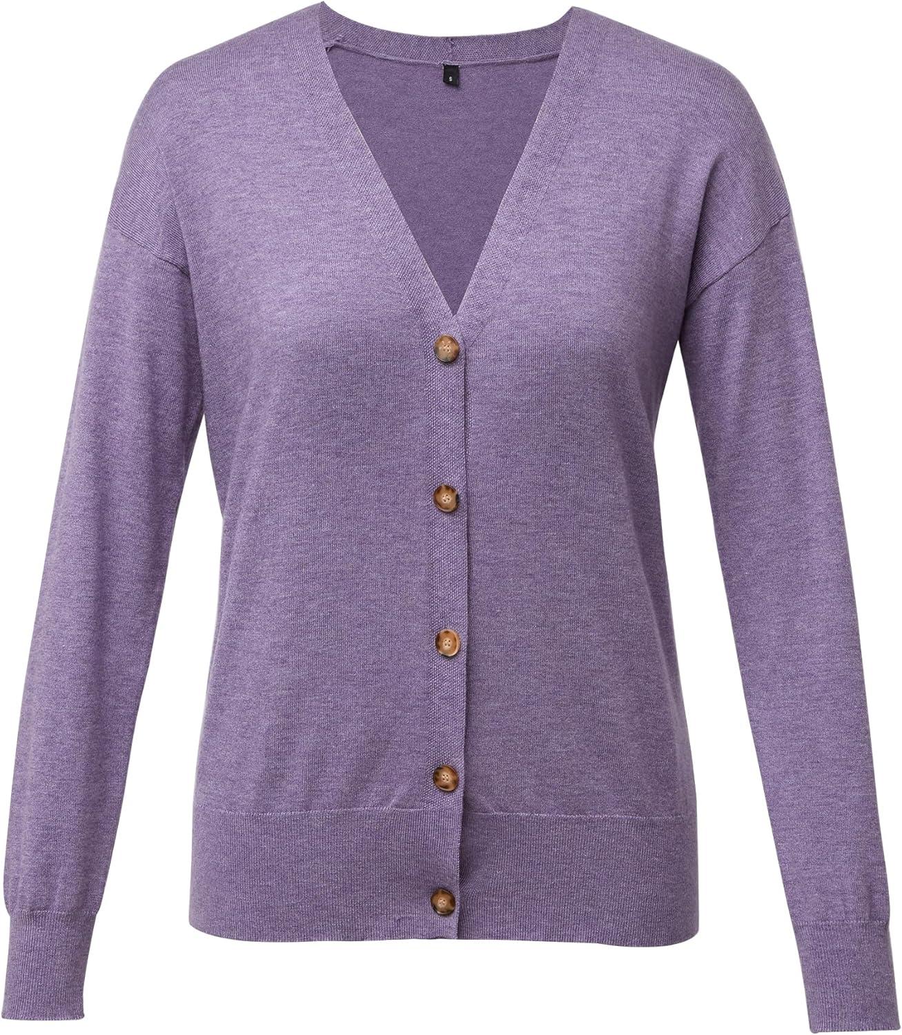 imageArachampCloz Womens Wool Blend Lightweight Spring Business Casual Cardigan SweatersElegant Purple