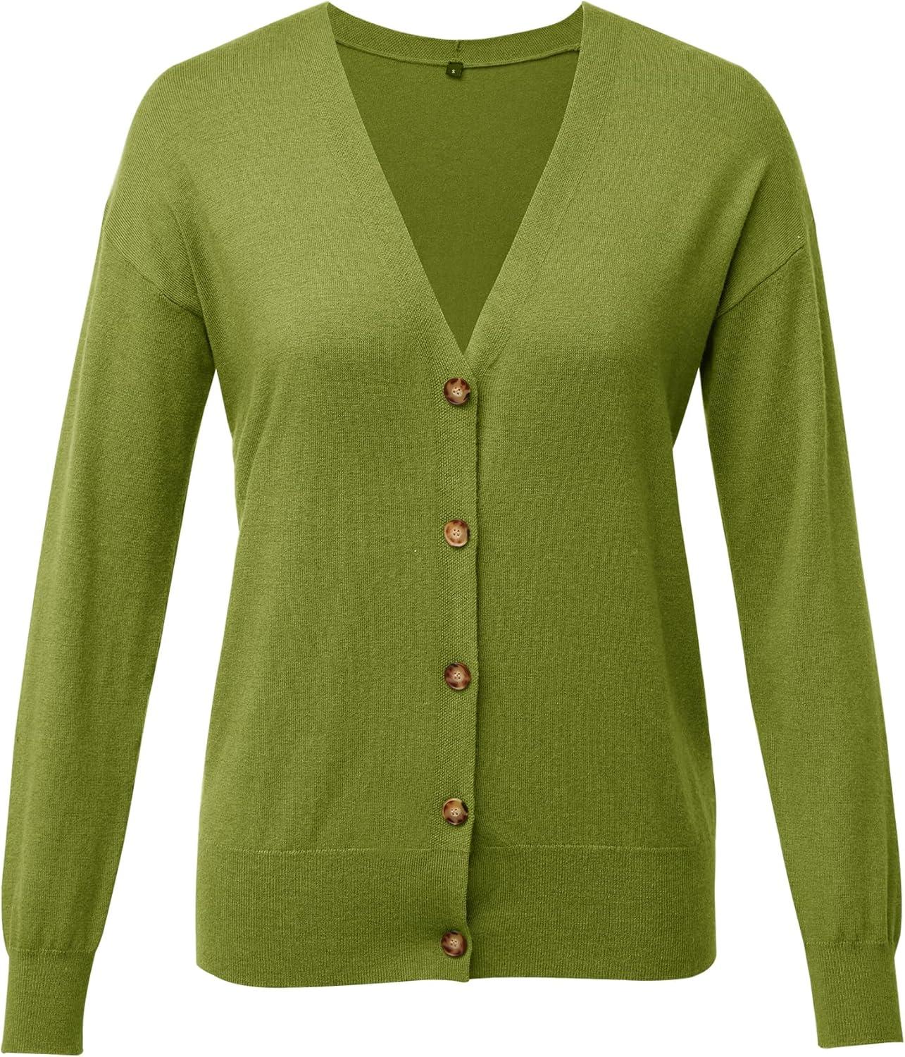 imageArachampCloz Womens Wool Blend Lightweight Spring Business Casual Cardigan SweatersGrass Green