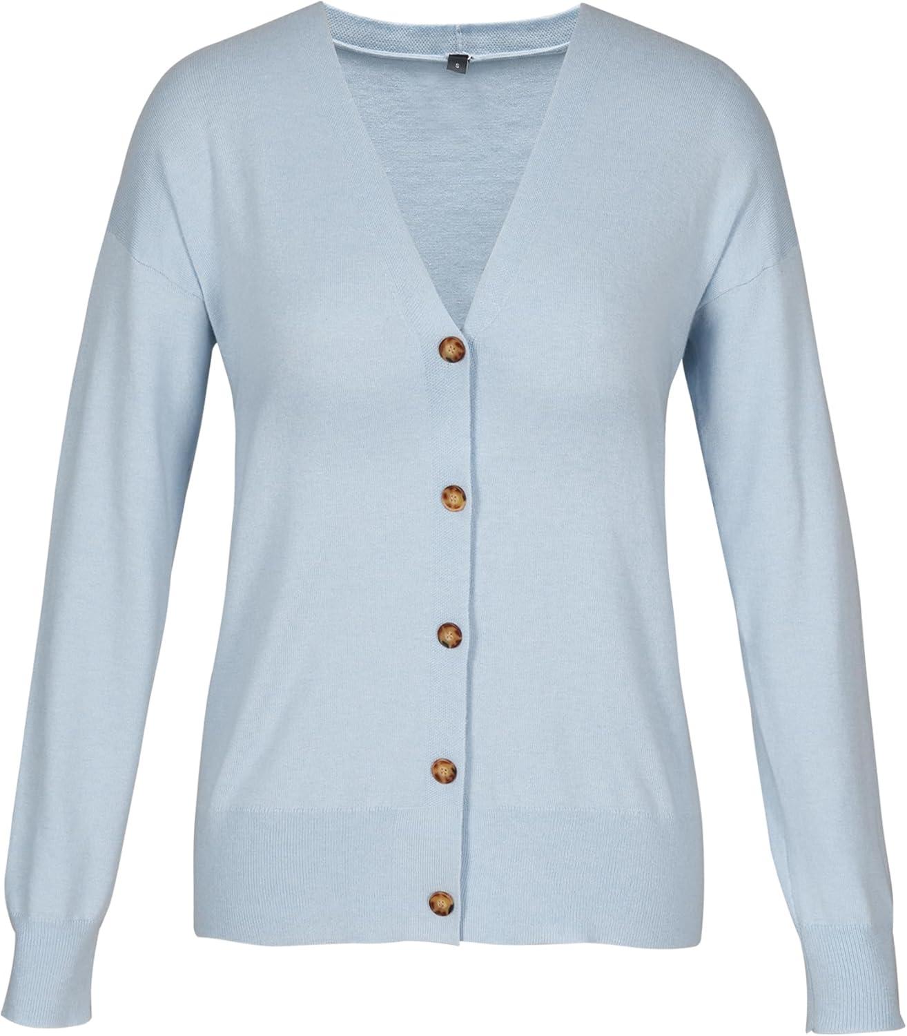 imageArachampCloz Womens Wool Blend Lightweight Spring Business Casual Cardigan SweatersLight Blue