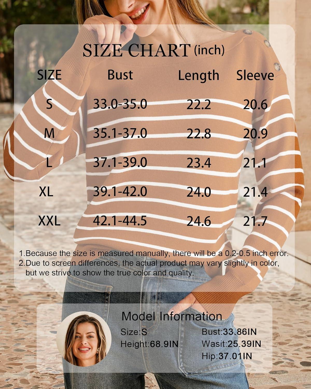 imageArachampCloz Womens Wool Blend Striped Boat Neck Fall Dressy Casual Sweater Tops 2025Orange and White