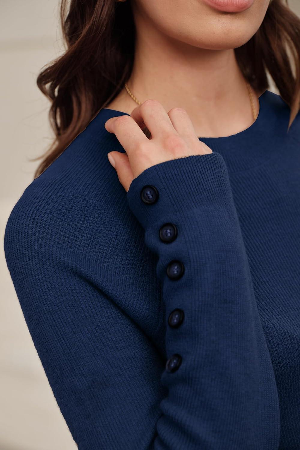 imageArachampCloz Womens Wool Blend Sweater 2 Piece Sets Business Lounge Long Sleeve Top Midi Dress Outfits