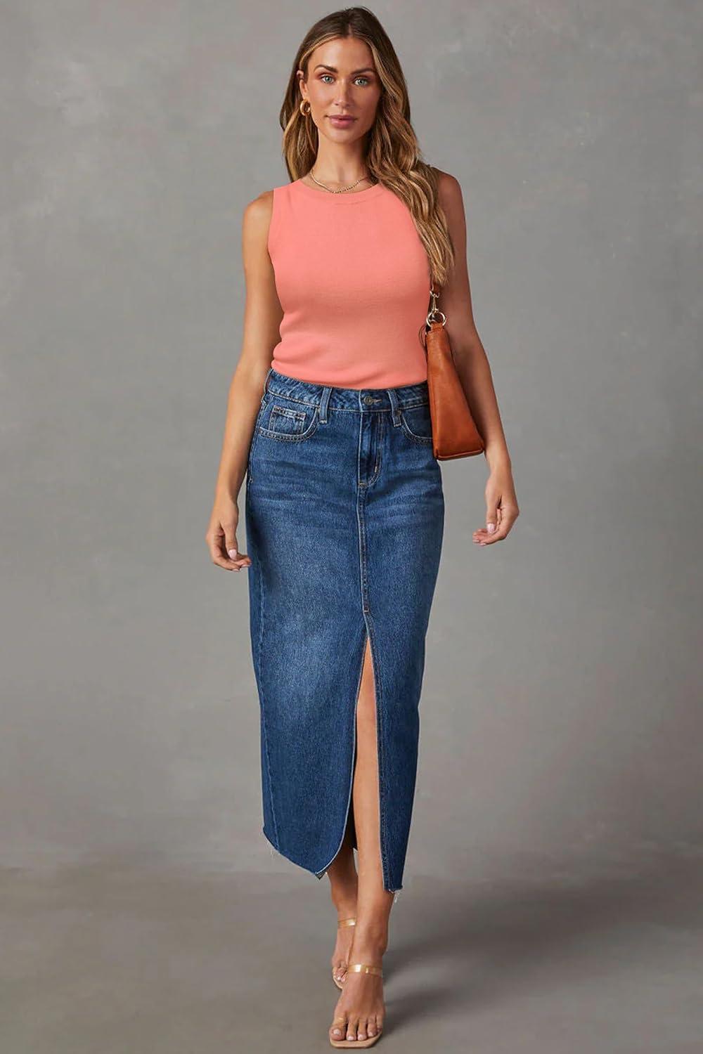 imageArachampCloz Womens Wool Blend Sweaters Non See Through AllSeason Business Casual Tank 2026Coral Orange