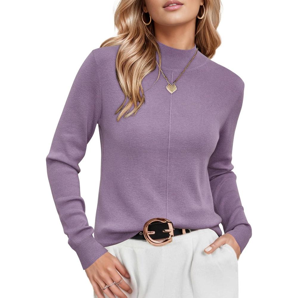 imageArachampCloz Womens Wool Blend Fall Sweaters Mock Neck Business Casual Outfits