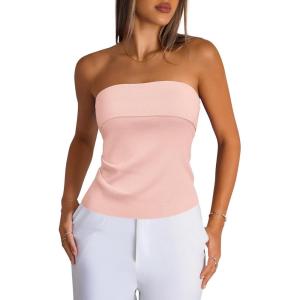 Arach&Cloz Women’s Silk Blend Non See Through Non Slip Summer Spring Casual Tube Top 2026(Light Pink)