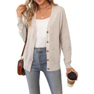 Arach&Cloz Women’s Wool Blend Lightweight Spring Business Casual Cardigan Sweaters(Apricot)